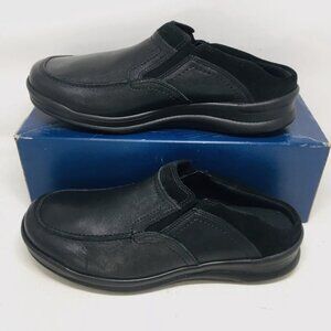 SAS Men’s Black Leather Slip On Clog Size 10.5 W (Wide)